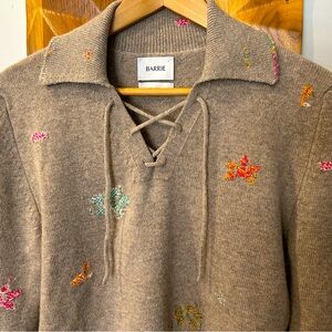 BARRIE Scotland Embroidered 92% Cashmere Sweater Size XS
